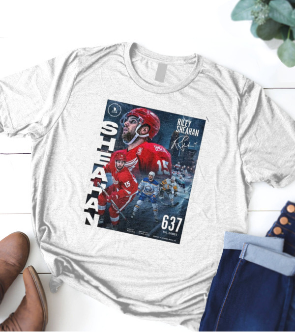 Riley Sheahan 637 NHL Games Detroit Red Wings Signature Hockey Career T-Shirt