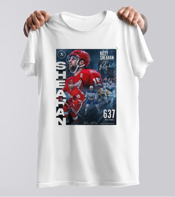 Riley Sheahan 637 NHL Games Detroit Red Wings Signature Hockey Career T-Shirt