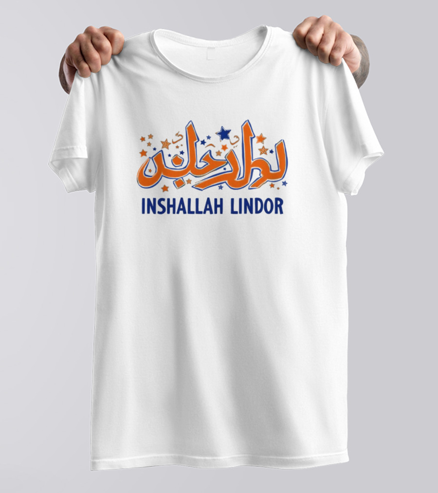 Inshallah Lindor Mets Stars And Script T-Shirt