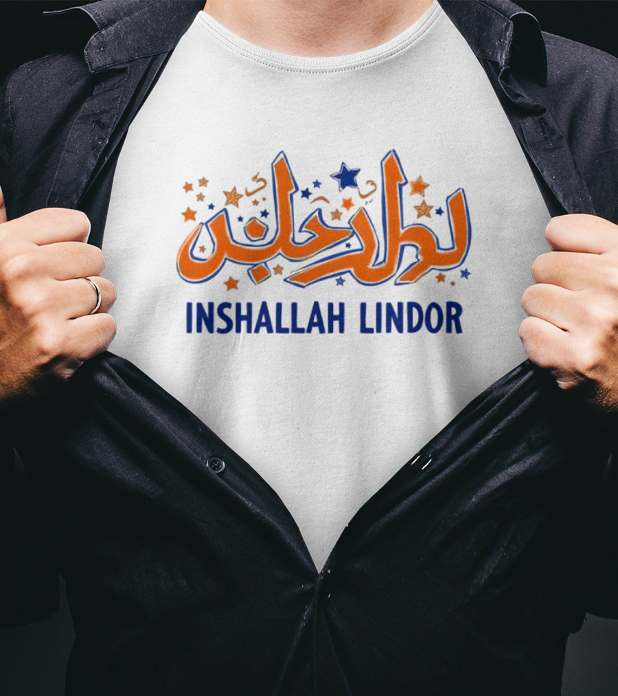 Inshallah Lindor Mets Stars And Script T-Shirt