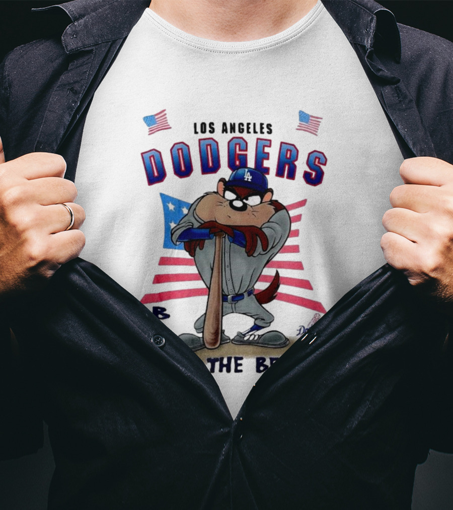 Los Angeles Dodgers Best Of The Best With Mascot And American Flags T-Shirt