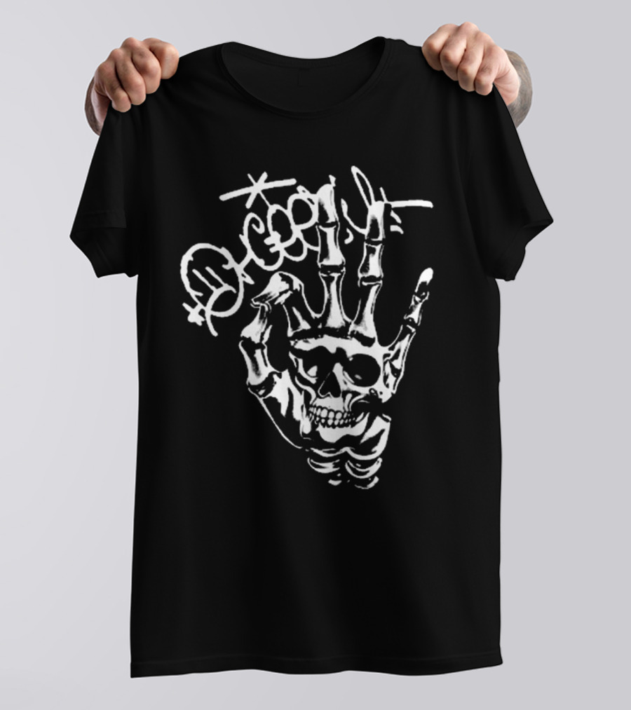 Ohgeesy Geezyworld Skeleton Hand And Skull T-Shirt