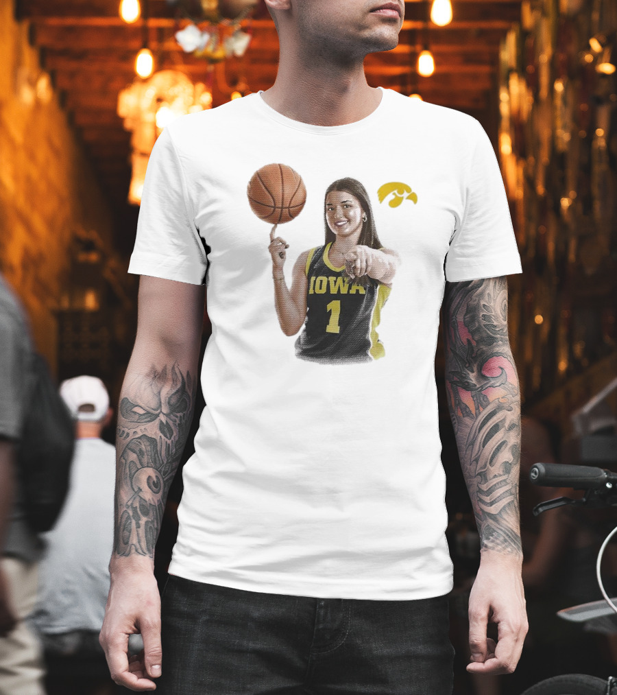 Taylor Stremlow Iowa Basketball Number 1 Portrait Signature With Team T-Shirt