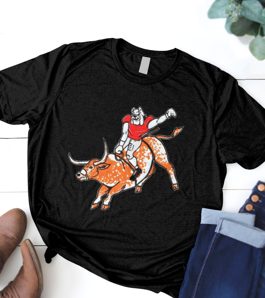 Georgia Bulldogs Riding Texas Longhorns Horns Down T-Shirt