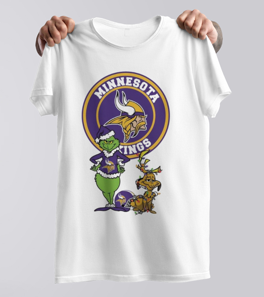 Minnesota Vikings Grinch And Max Merry Christmas T-Shirt