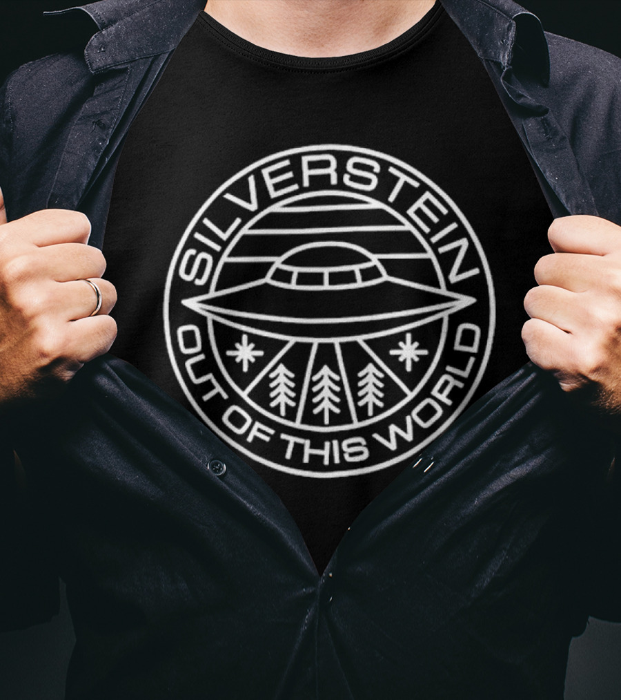 Silverstein Out Of This World UFO Logo Icon With Trees And Stars T-Shirt