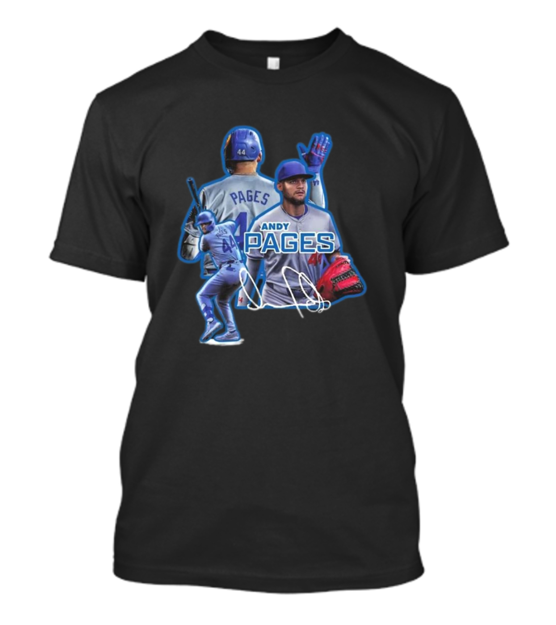 Andy Pages LA Dodgers Baseball 44 Signature Player Collage T-Shirt