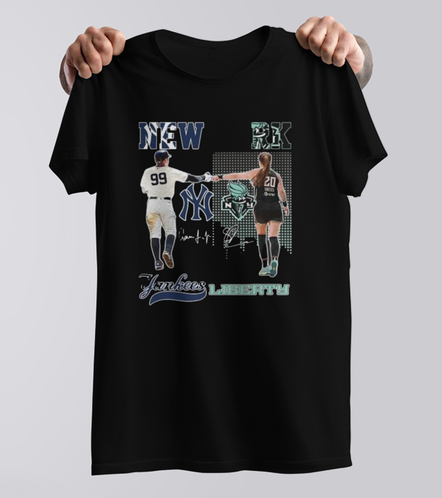 New York Yankees Aaron Judge New York Liberty Sabrina Ionescu Signatures T-Shirt