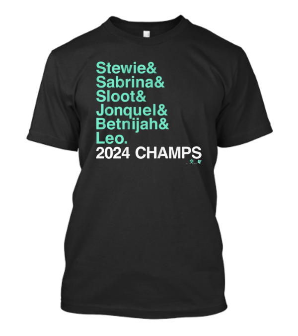Stewie And Sabrina And Sloot And Jonquel And Betnijah And Leo 2024 Champs New York Liberty Basketball Ampersand T-Shirt