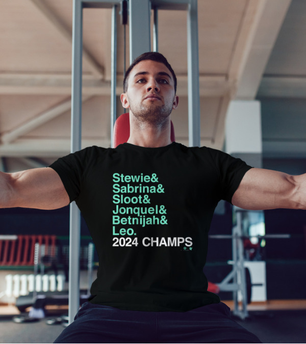 Stewie And Sabrina And Sloot And Jonquel And Betnijah And Leo 2024 Champs New York Liberty Basketball Ampersand T-Shirt