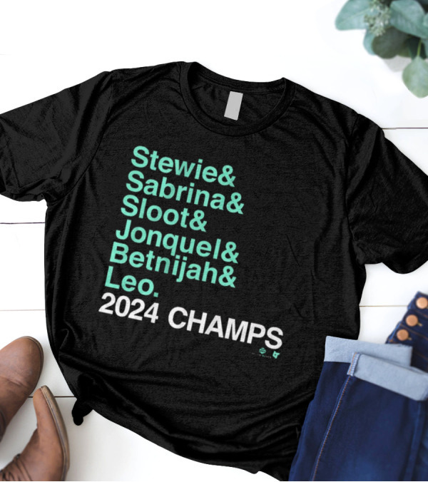 Stewie And Sabrina And Sloot And Jonquel And Betnijah And Leo 2024 Champs New York Liberty Basketball Ampersand T-Shirt
