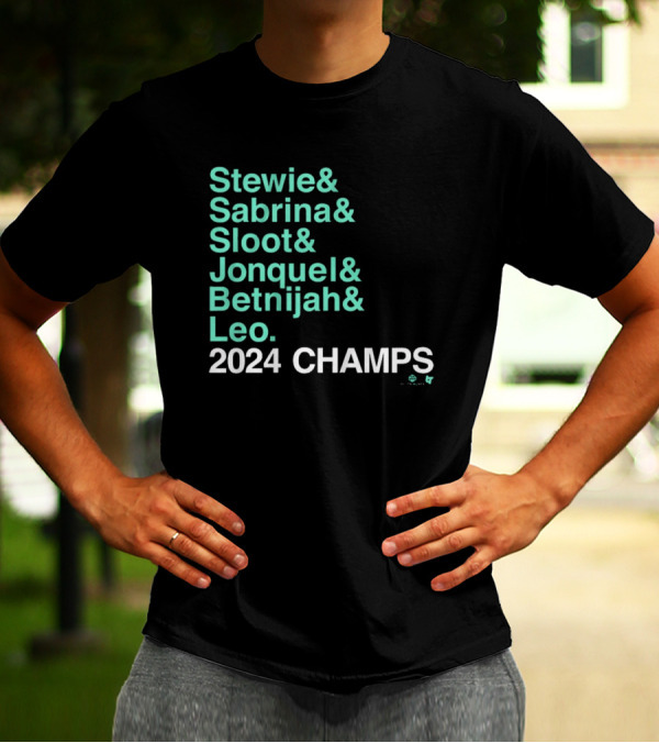 Stewie And Sabrina And Sloot And Jonquel And Betnijah And Leo 2024 Champs New York Liberty Basketball Ampersand T-Shirt