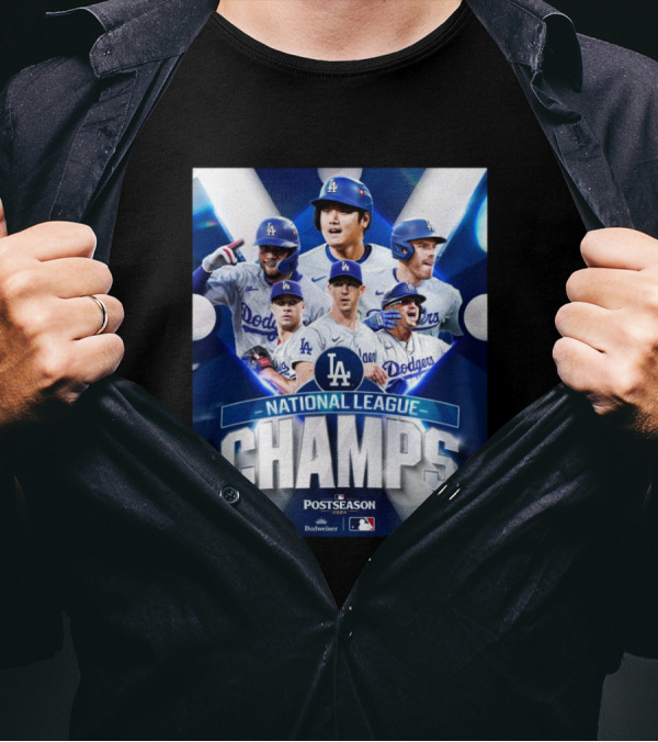 Los Angeles Dodgers National League Champs MLB Postseason 2024 Budweiser T-Shirt