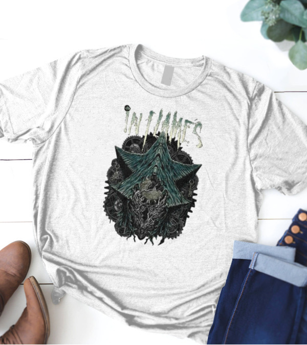 In Flames 2024 The Wheels Turn Black Clockwork Gear T-Shirt