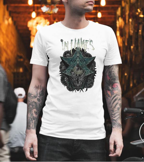 In Flames 2024 The Wheels Turn Black Clockwork Gear T-Shirt