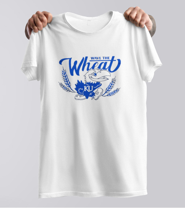 Wave The Wheat Kansas Jayhawks KU Mascot And Wheat Sheaves T-Shirt