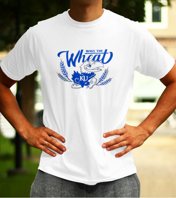 Wave The Wheat Kansas Jayhawks KU Mascot And Wheat Sheaves T-Shirt