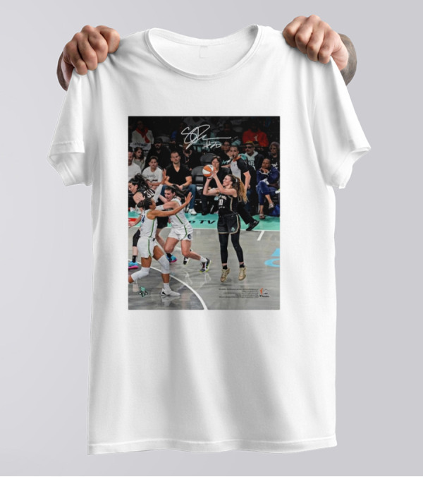 Sabrina Ionescu New York Liberty WNBA 2024 Finals Champions Basketball Action Signature T-Shirt