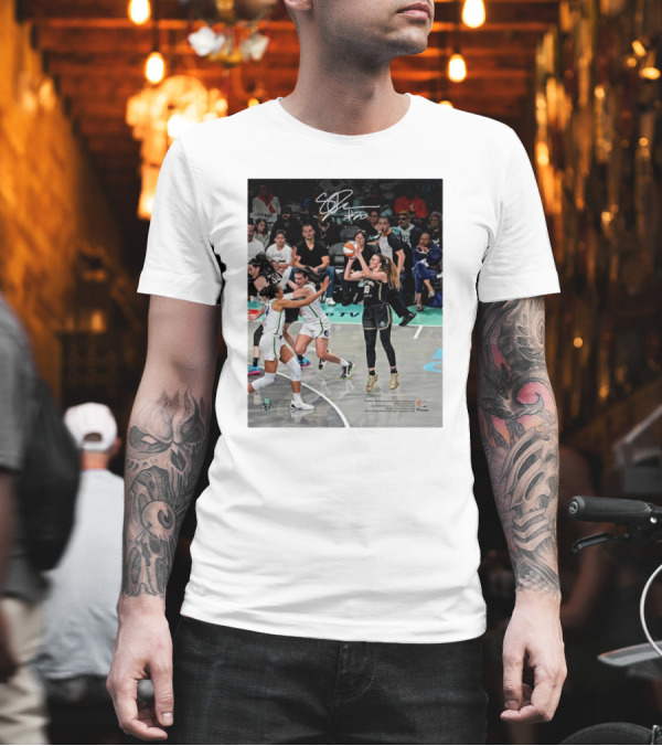 Sabrina Ionescu New York Liberty WNBA 2024 Finals Champions Basketball Action Signature T-Shirt