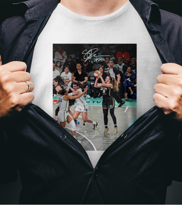 Sabrina Ionescu New York Liberty WNBA 2024 Finals Champions Basketball Action Signature T-Shirt
