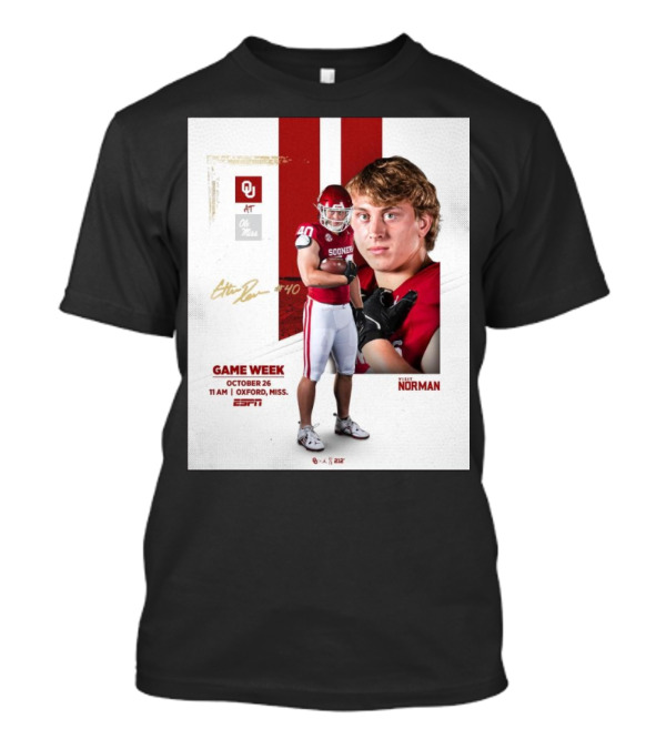Game Week October 26 Oklahoma Sooners At Ole Miss Rebels Oxford ESPN Signature T-Shirt