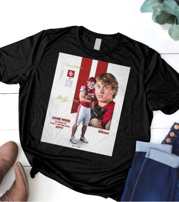 Game Week October 26 Oklahoma Sooners At Ole Miss Rebels Oxford ESPN Signature T-Shirt