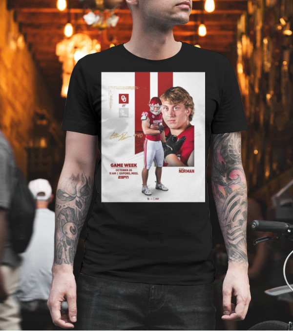 Game Week October 26 Oklahoma Sooners At Ole Miss Rebels Oxford ESPN Signature T-Shirt