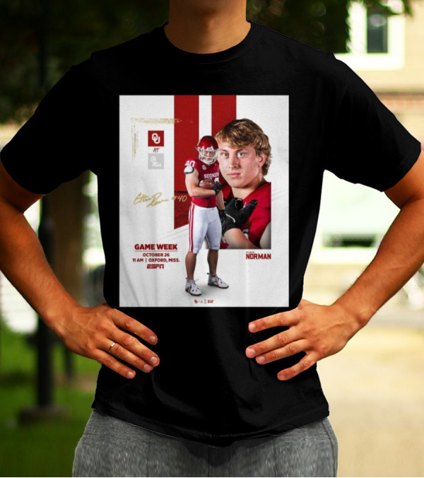 Game Week October 26 Oklahoma Sooners At Ole Miss Rebels Oxford ESPN Signature T-Shirt