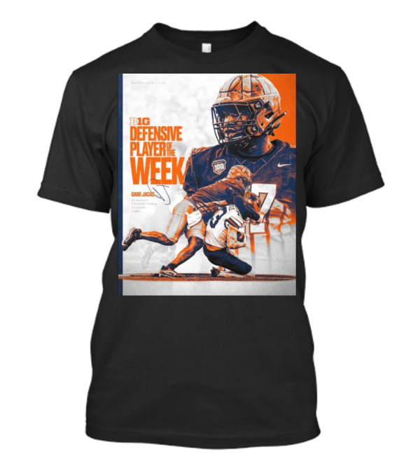 Big Ten Defensive Player Of The Week Gabe Jacas Illinois Fighting Illini Signature T-Shirt