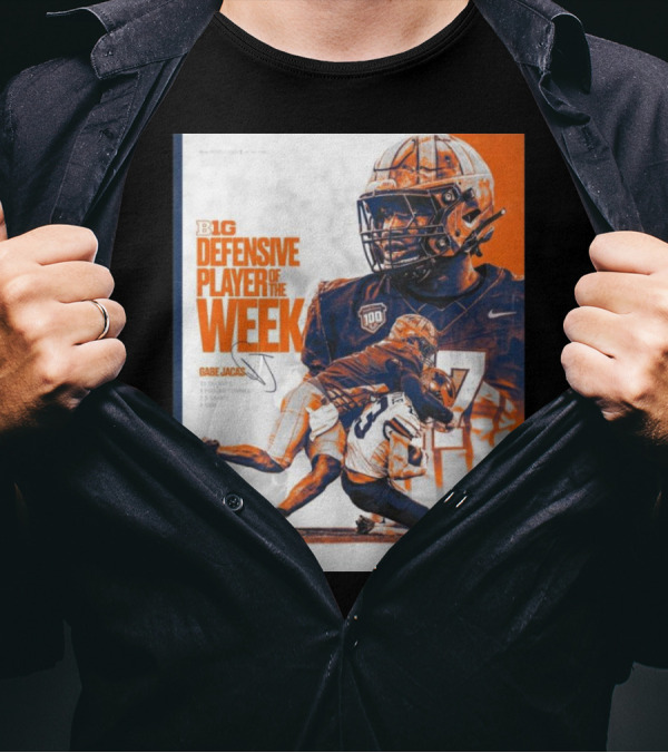 Big Ten Defensive Player Of The Week Gabe Jacas Illinois Fighting Illini Signature T-Shirt