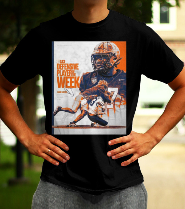 Big Ten Defensive Player Of The Week Gabe Jacas Illinois Fighting Illini Signature T-Shirt