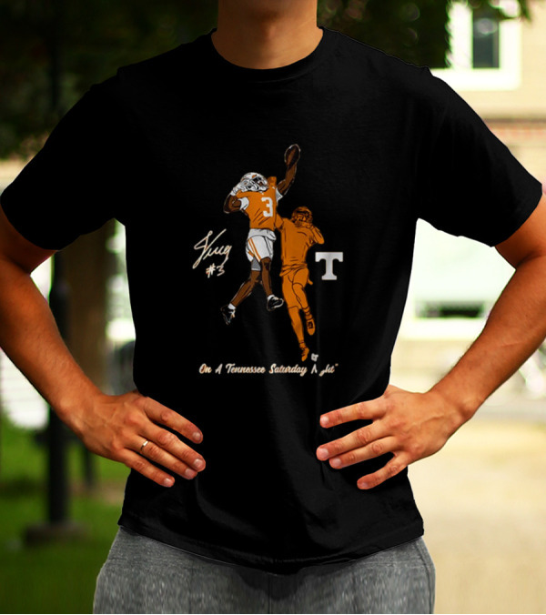 Tennessee Saturday Night Jermod McCoy #3 One-Handed Interception T-Shirt