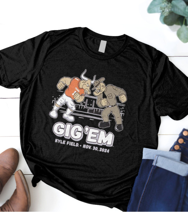 Texas A&M Aggies Vs Texas Longhorns Gig 'Em Kyle Field Nov. 30, 2024 Head To Head Ol’ Sarge T-Shirt