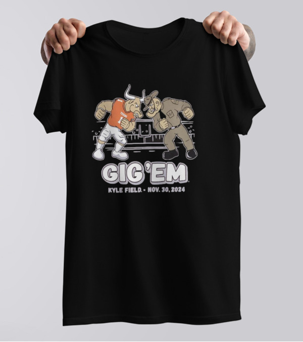 Texas A&M Aggies Vs Texas Longhorns Gig 'Em Kyle Field Nov. 30, 2024 Head To Head Ol’ Sarge T-Shirt