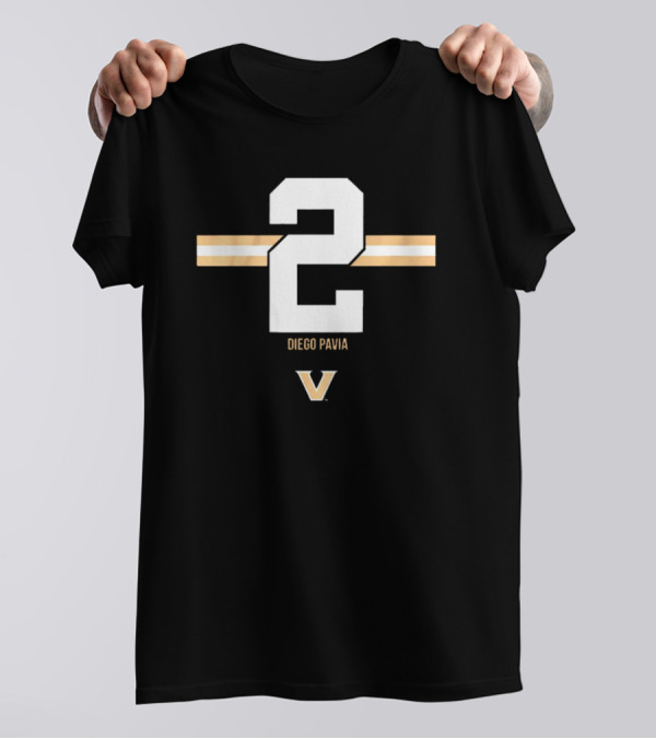 2 Diego Pavia Vanderbilt Commodores Football Stripe T-Shirt