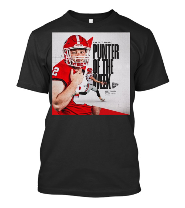 Brett Thorson Ray Guy Award Punter Of The Week Football Action Georgia Dawgs T-Shirt