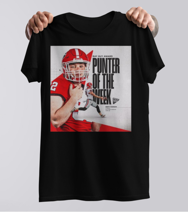 Brett Thorson Ray Guy Award Punter Of The Week Football Action Georgia Dawgs T-Shirt