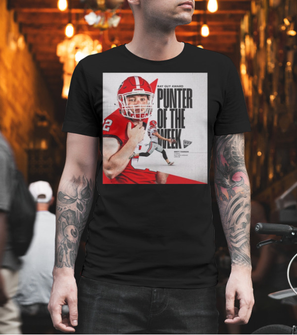 Brett Thorson Ray Guy Award Punter Of The Week Football Action Georgia Dawgs T-Shirt