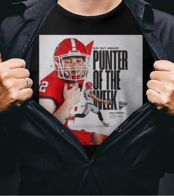 Brett Thorson Ray Guy Award Punter Of The Week Football Action Georgia Dawgs T-Shirt