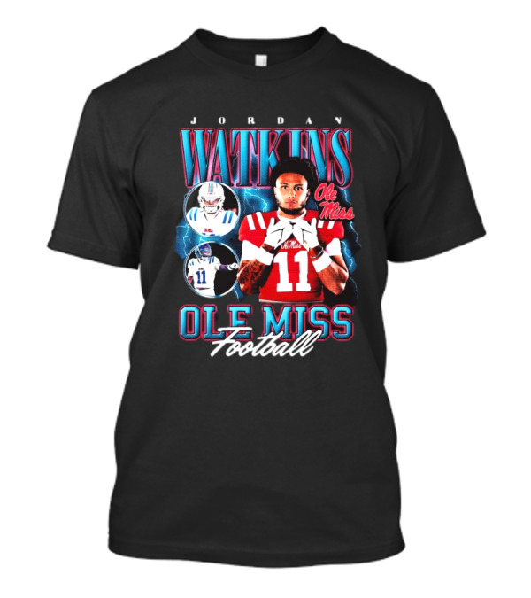 Jordan Watkins Ole Miss Rebels Lightning Background Football 90s Style 11 T-Shirt