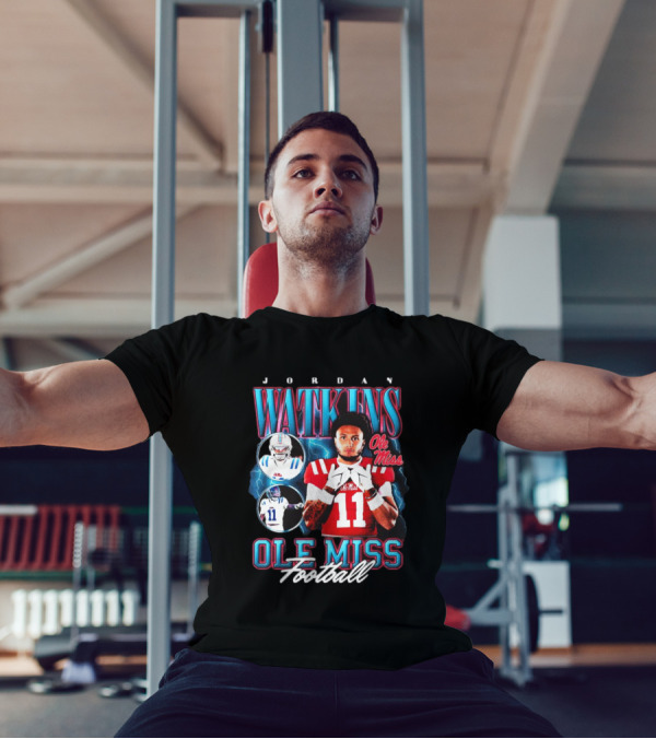 Jordan Watkins Ole Miss Rebels Lightning Background Football 90s Style 11 T-Shirt