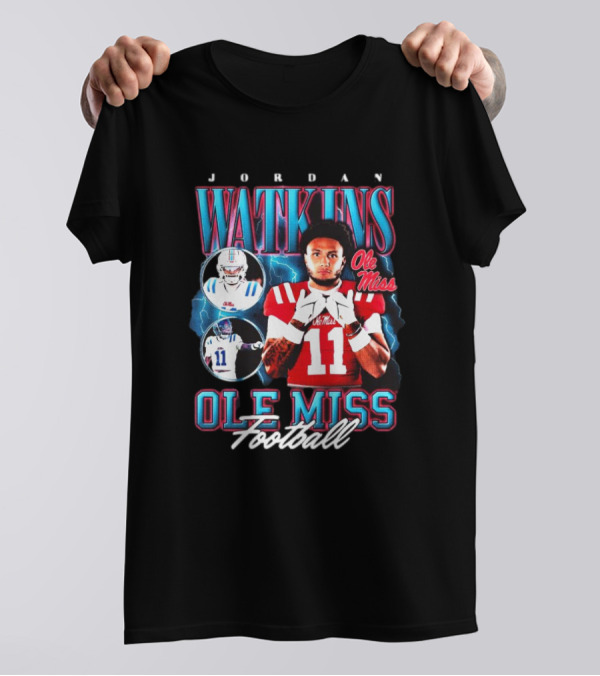 Jordan Watkins Ole Miss Rebels Lightning Background Football 90s Style 11 T-Shirt