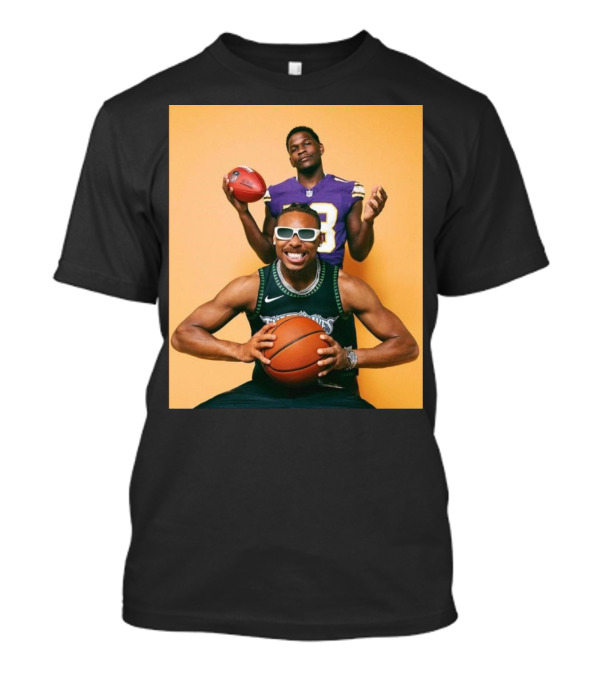 Justin Jefferson Anthony Edwards Minnesota Vikings Timberwolves Sports Photo T-Shirt
