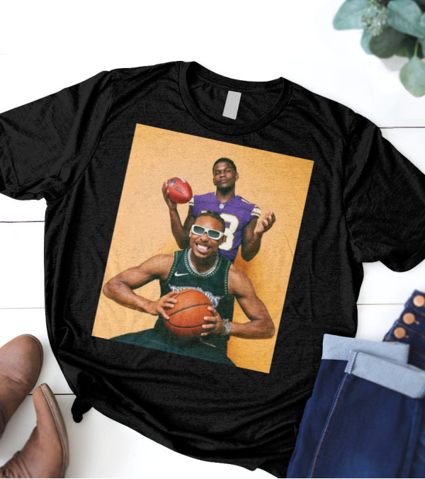 Justin Jefferson Anthony Edwards Minnesota Vikings Timberwolves Sports Photo T-Shirt