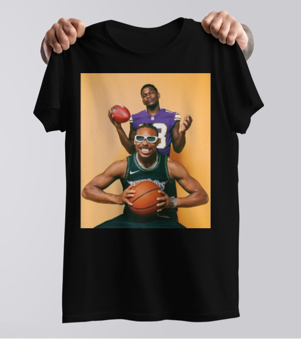 Justin Jefferson Anthony Edwards Minnesota Vikings Timberwolves Sports Photo T-Shirt