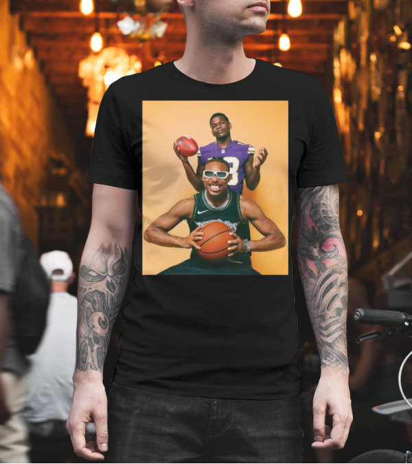 Justin Jefferson Anthony Edwards Minnesota Vikings Timberwolves Sports Photo T-Shirt