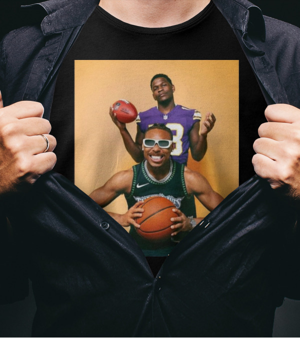 Justin Jefferson Anthony Edwards Minnesota Vikings Timberwolves Sports Photo T-Shirt