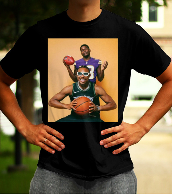 Justin Jefferson Anthony Edwards Minnesota Vikings Timberwolves Sports Photo T-Shirt