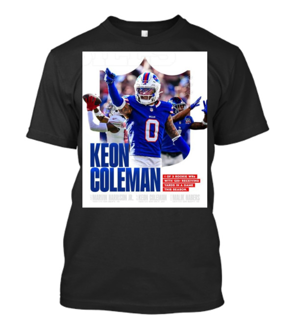 Keon Coleman Buffalo Bills Rookie WR With 125+ Receiving Yards This Season T-Shirt