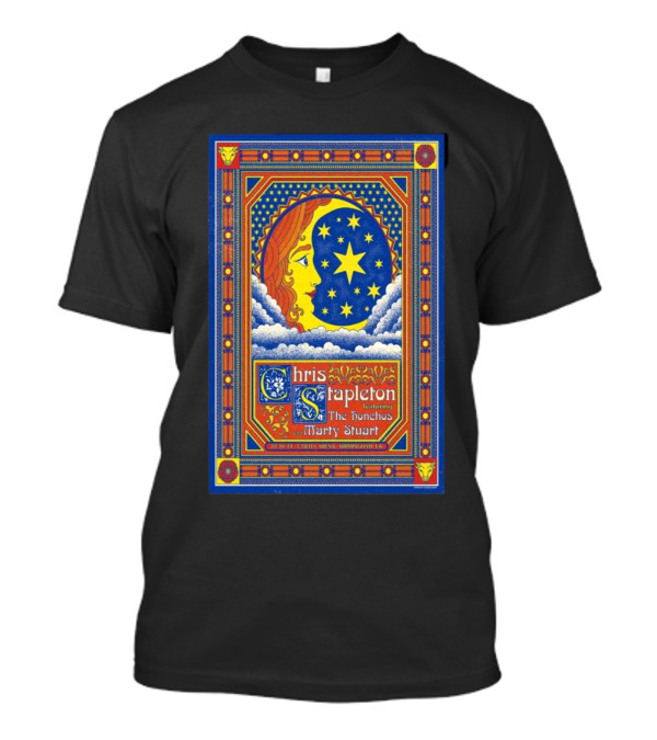 Chris Stapleton Featuring The Punch Brothers Marty Stuart October 22 2024 Birmingham UK Moon Stars Art Deco T-Shirt
